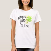 Kiss Me Ich bin Irin, grünes Kleeblatt T-Shirt (Vorderseite)