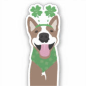 Kiss Me Ich bin irischer brauner Hund grün Aufkleber (Vorderseite)