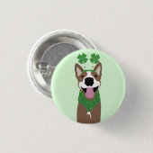 Kiss Me Ich bin irischer brauner Hund grün Button (Vorne & Hinten)