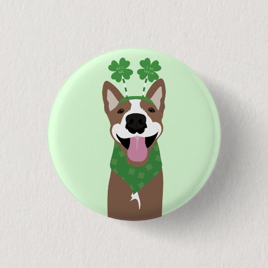 Kiss Me Ich bin irischer brauner Hund grün Button (Vorderseite)