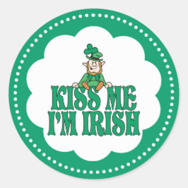 Kiss Me Ich bin irischer Kobold Runder Aufkleber
