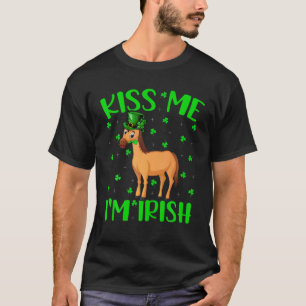 Kiss Me Ich bin Irish Leprechaun Hat Horse St. Pat T-Shirt