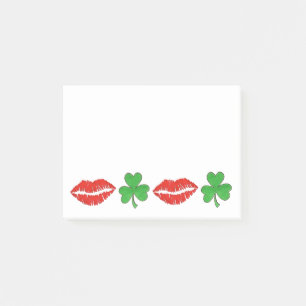 Kiss Me Ich bin Irish Red Lips Green Clover Kleebl Post-it Klebezettel