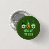 Kiss Me Ich bin Irish St. Patrick's Day Gnome Klee Button (Vorne & Hinten)