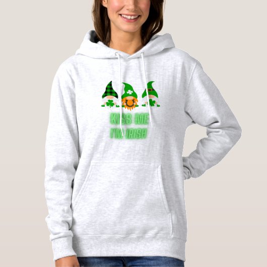 Kiss Me Ich bin Irish St. Patrick's Day Gnome Klee Hoodie (Vorderseite)