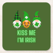 Kiss Me Ich bin Irish St. Patrick's Day Gnome Klee Rechteckiger Pappuntersetzer (Vorderseite)