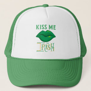 Kiss Me Ich bin Irish St. Patrick's Day Green Klee Truckerkappe