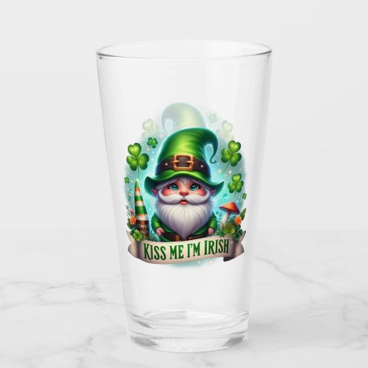 Kiss Me Ich bin Irish St Patricks Day Leprechaun G Glas (Vorderseite)