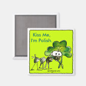 Kiss Me Ich bin Polnischer Kleeblatt Magnet (Vorderseite/Rückseite)
