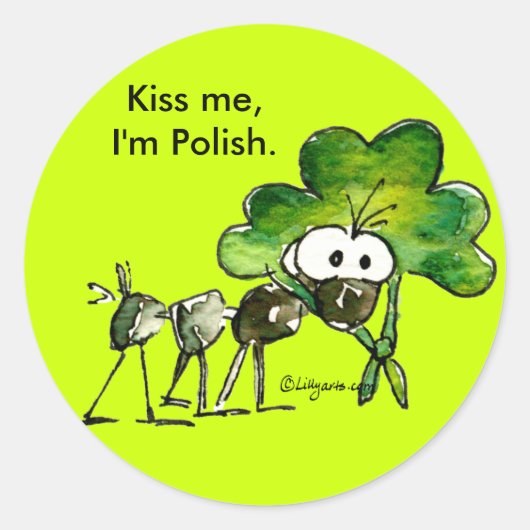 Kiss Me Ich bin Polnischer Kleeblatt Sticker (Vorderseite)