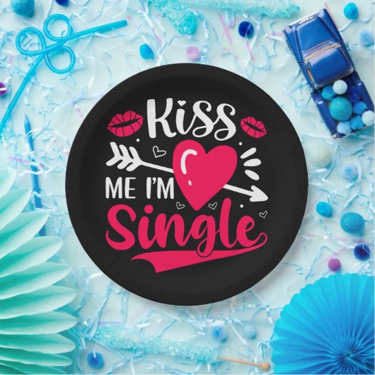 Kiss Me Ich bin Single Niedlich Valentine Pappteller (Party)