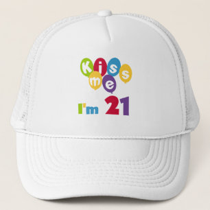 Kiss Me I'm 21 Geburtstag T - Shirt und Geschenke Truckerkappe