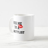 Kiss Me Im A Hairstylist Tasse (Vorderseite Links)