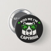 Kiss Me I'm Capyrish St. Patrick's Day Capybara Button (Vorne & Hinten)
