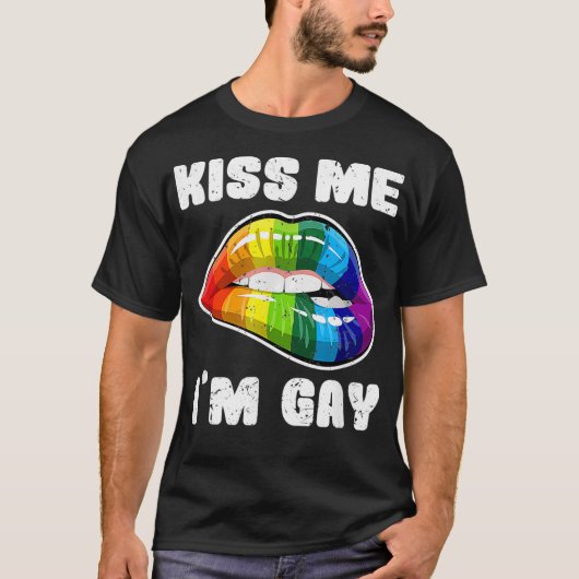 Kiss me Im gay LGBTQ Regenbogenlips _1 T-Shirt (Vorderseite)