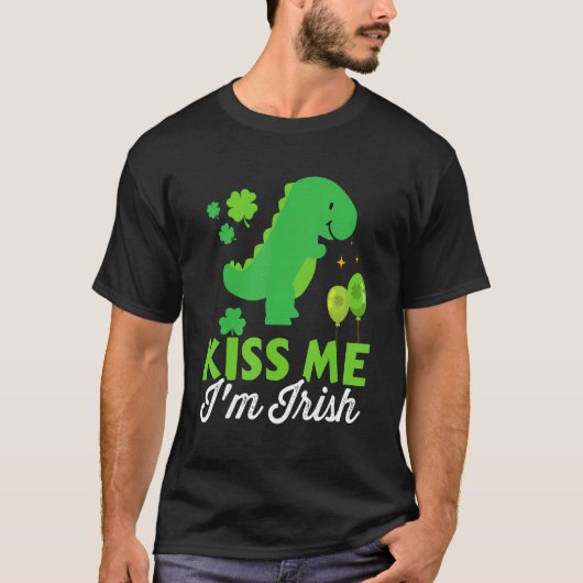 Kiss me I'm irish cute dinosaur t-rex St Patricks  T-Shirt (Vorderseite)