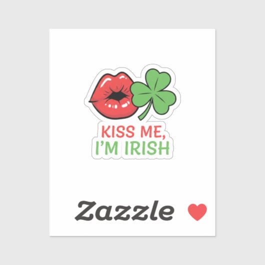 Kiss Me I'm Irish Flirty Lips Shamrock St Patrick Aufkleber (Blatt)