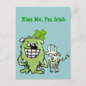 Kiss Me I'm Irish Funny Cartoon Monster Postkarten (Vorderseite)