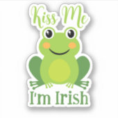 Kiss Me I'm Irish Green Frog St.Patrick's Day Aufkleber (Vorderseite)