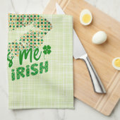 Kiss Me I'm Irish Green Lips Geschirrtuch (Viertel Falte)