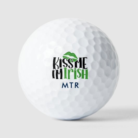 Kiss Me Im Irish Kleeblatt Monogram Lucky Funny Golfball (Vorderseite)