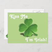 "Kiss Me, I'm Irish" Kleeblatt St. Patrick's Day Postkarte (Vorne/Hinten)