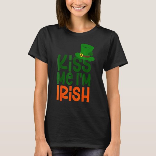 Kiss Me I'm Irish Leprechaun Hat St Patricks Day T-Shirt (Vorderseite)