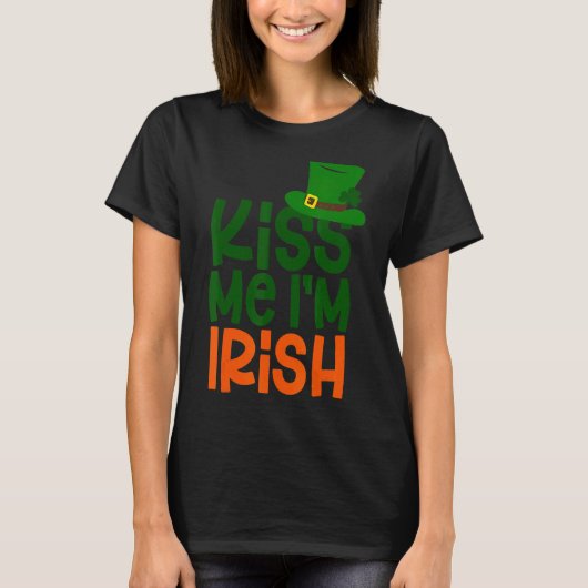 Kiss Me I'm Irish Leprechaun Hat St Patricks Day T-Shirt (Vorderseite)