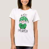 Kiss Me I'm Irish Niedlich Gnome Green Heart T-Shirt (Vorderseite)