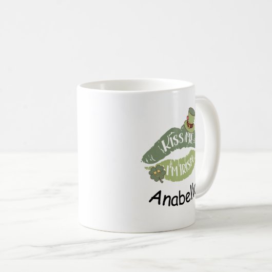 Kiss Me I'm Irish Retro-Brauch St. Patrick’s Kaffeetasse (VorderseiteRechts)