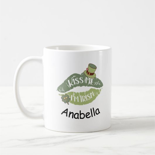Kiss Me I'm Irish Retro-Brauch St. Patrick’s Kaffeetasse (Links)
