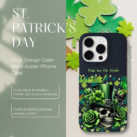 "Kiss Me I'm Irish" Skull iPhone Case-Mate Fall Hülle