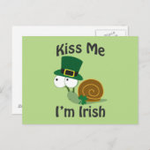 Kiss Me I'm Irish Snail Postkarte (Vorne/Hinten)