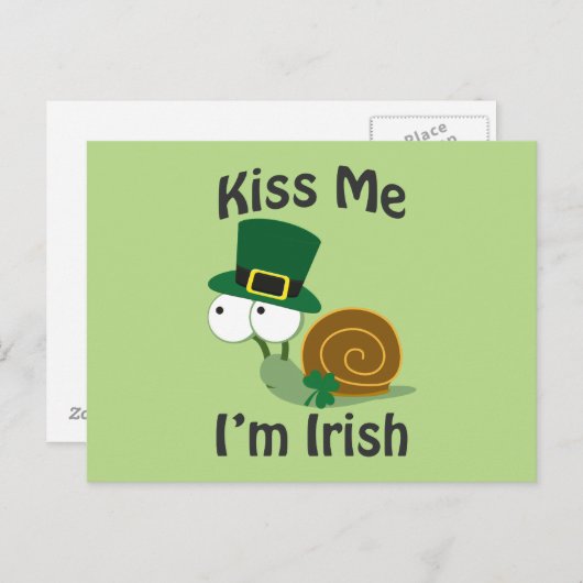 Kiss Me I'm Irish Snail Postkarte (Vorne/Hinten)
