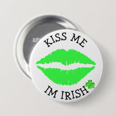 Kiss Me, Im Irish St Patricks Day Button (Vorne & Hinten)