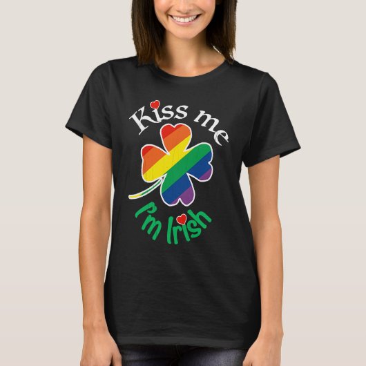 KISS ME I'M IRISH St Patricks Day Gay LGBTQ Rainbo T-Shirt (Vorderseite)