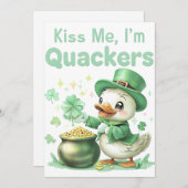 Kiss Me, I'm Quackers" St. Patrick’s Day Einladung (Vorne/Hinten)