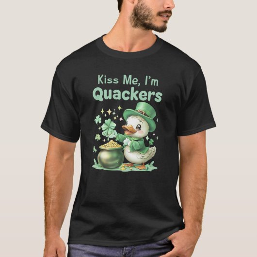 "Kiss Me, I'm Quackers" St. Patrick's Day Duckling T-Shirt (Vorderseite)