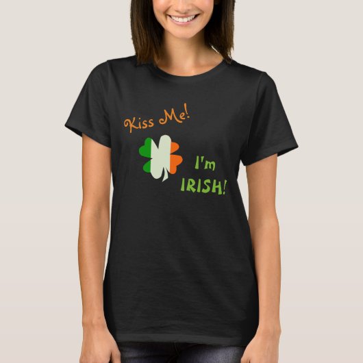 Kiss Me Irish Flag Kleeblatt T-Shirt (Vorderseite)