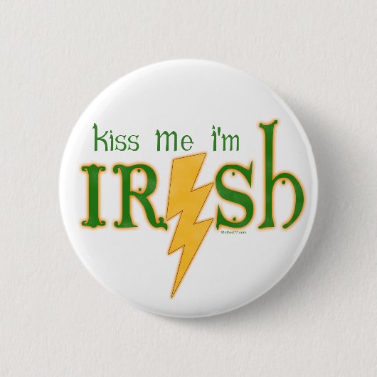 Kiss Me Irish Lightning Bolt Button (Vorderseite)