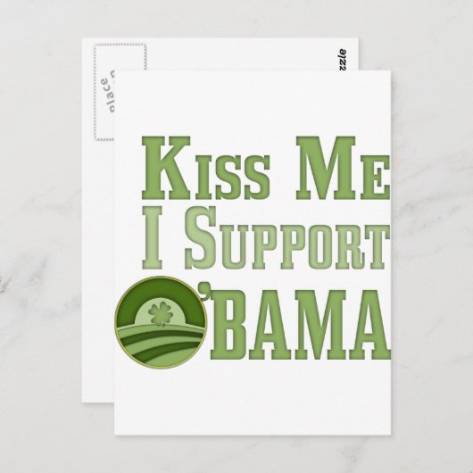Kiss Me Irish Obama Postkarte (Vorne/Hinten)