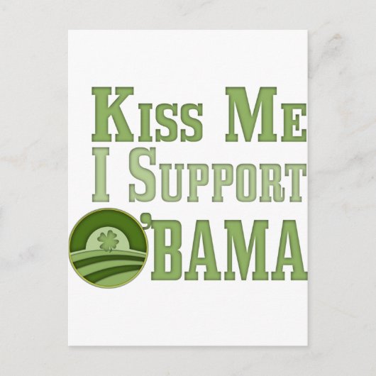 Kiss Me Irish Obama Postkarte (Vorderseite)