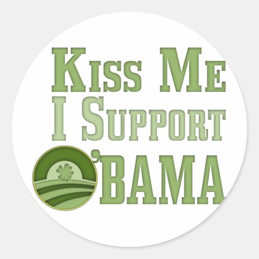 Kiss Me Irish Obama Runder Aufkleber (Vorderseite)