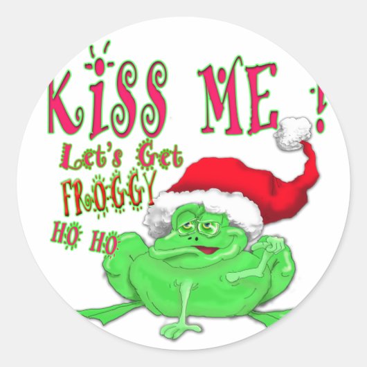 Kiss Me lasse Froggy Runder Aufkleber (Vorderseite)