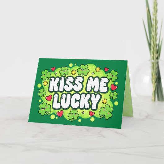 Kiss Me Lucky St. Patrick’s Day Card Karte (Vorderseite)