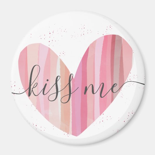 Kiss Me Niedlich Pink Textured Heart Magnet (Vorne)