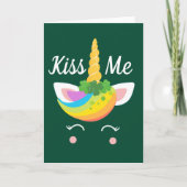 Kiss Me Niedlich St. Patricks Day Unicorn Karte (Vorderseite)