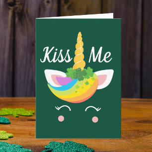 Kiss Me Niedlich St. Patricks Day Unicorn Karte