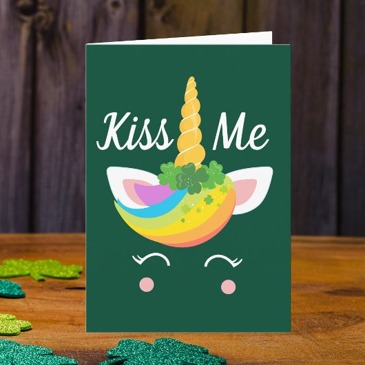 Kiss Me Niedlich St. Patricks Day Unicorn Karte