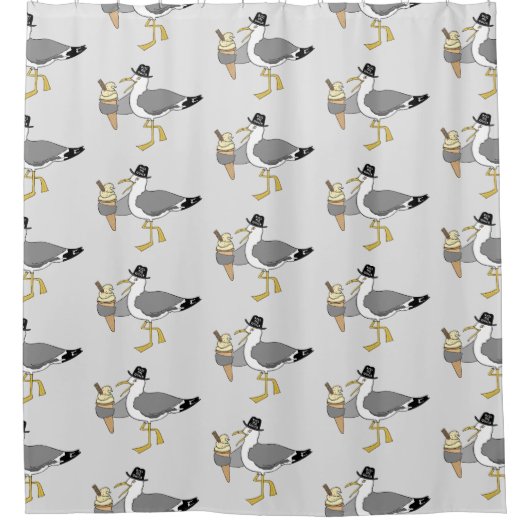 Kiss Me Quick Seaside Seagull Light Duschvorhang (Vorderseite)